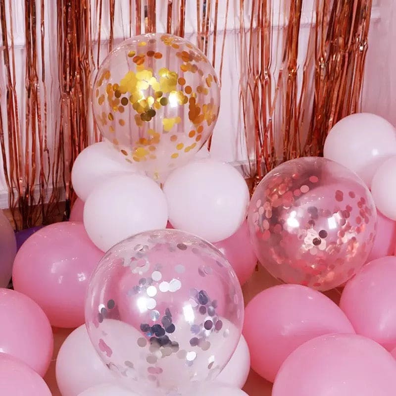 Set Of 5 Confetti Balloons, Decorative Confetti Balloons, Set Of 5 Confetti Balloons, Decorative Confetti Balloons,